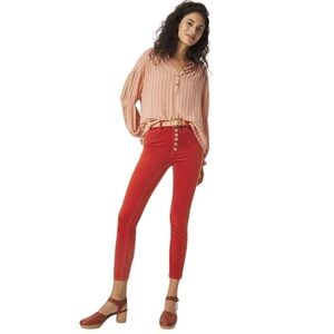 Anthropologie Pilcro High-Rise Button Fly Skinny Corduroy Pants | Size 27